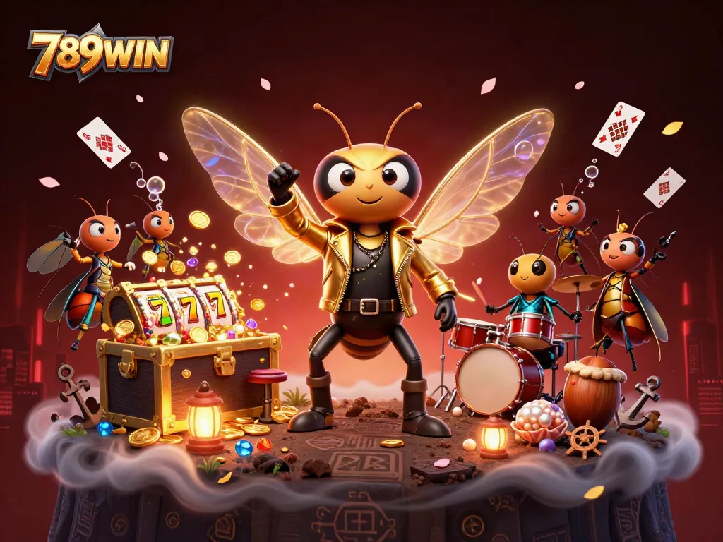 Experience thrilling gameplay with 789WIN, featuring an energetic rock star, slots, and explosive treasures!