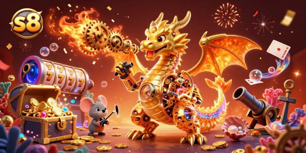 S8 casino empire thrives with the golden dragon and treasures in an immersive gambling adventure.