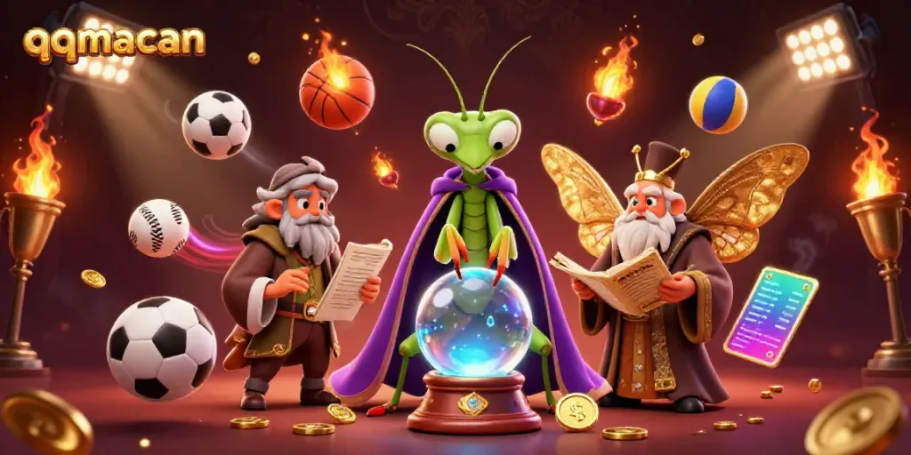Experience engaging gameplay with qqmacan, illustrated dynamic sports action featuring a fortune teller and librarian.
