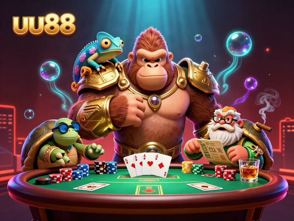 Experience thrilling gameplay at uu88 with dynamic 3D casino action featuring poker elements and vibrant characters.