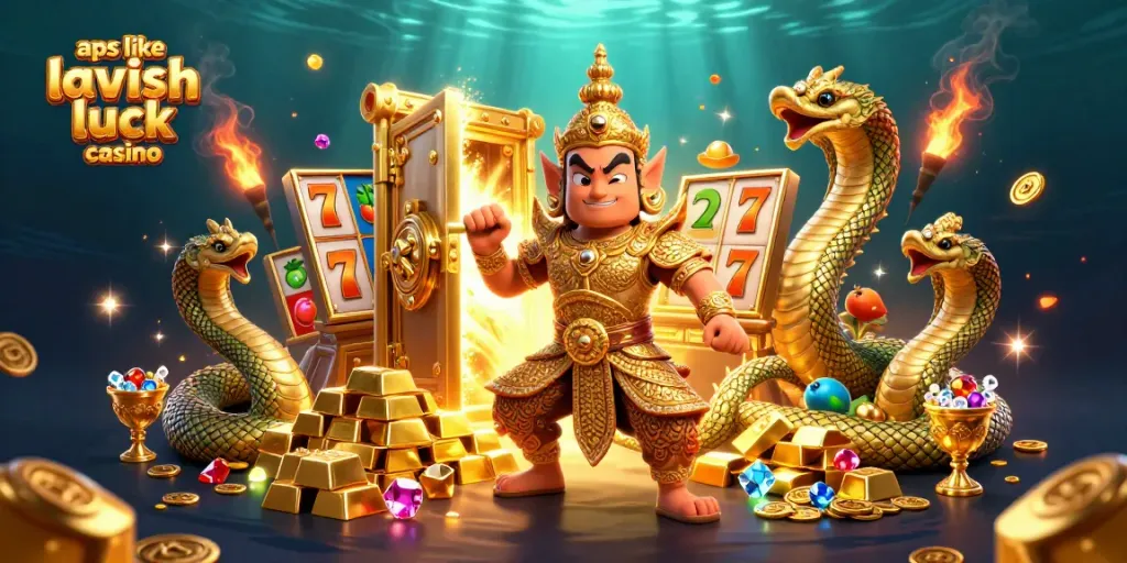 Play exciting slot games like apps like lavish luck casino with a lively 3D scene and golden treasures.