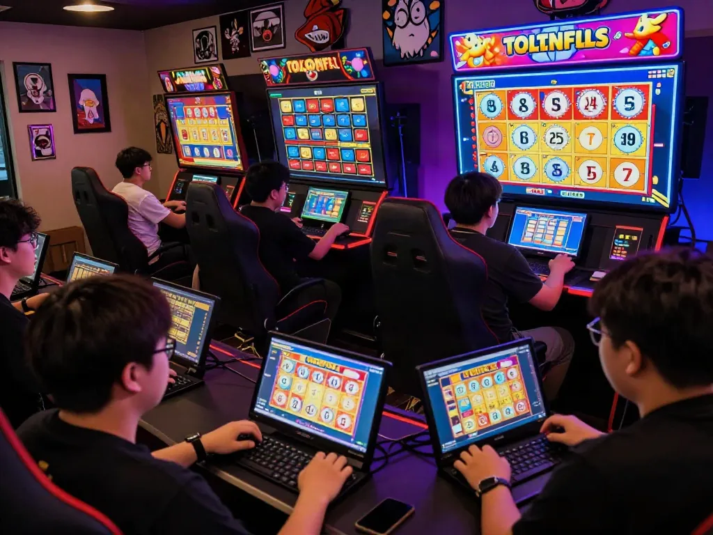 Ratutogel dalam suasana gaming yang menyenangkan dengan pemain bersemangat dan hasil lotere langsung di layar digital.