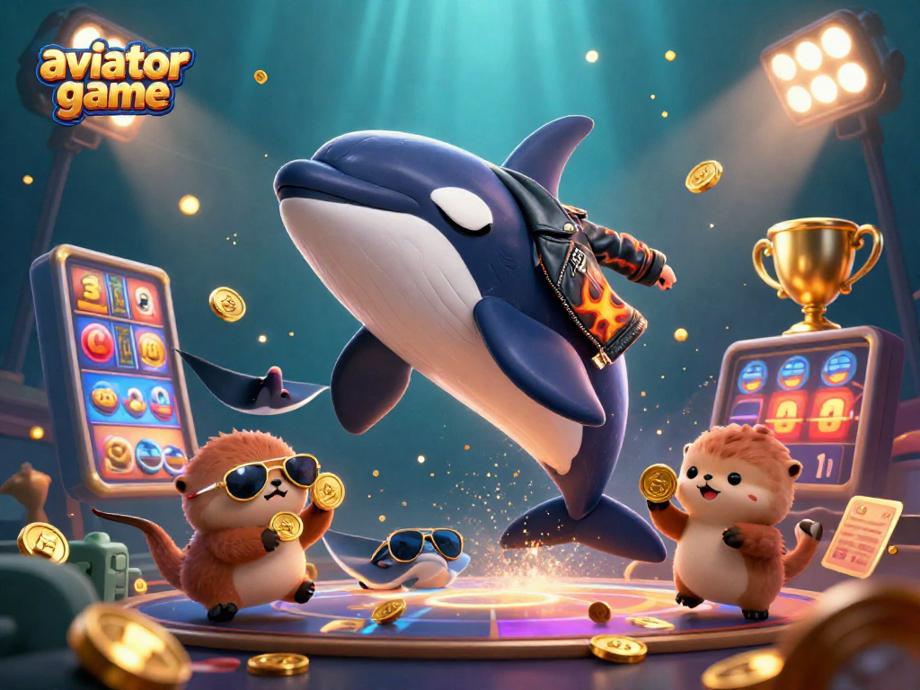 Experience the thrill of aviator game in an underwater casino scene with 3D characters and elements.