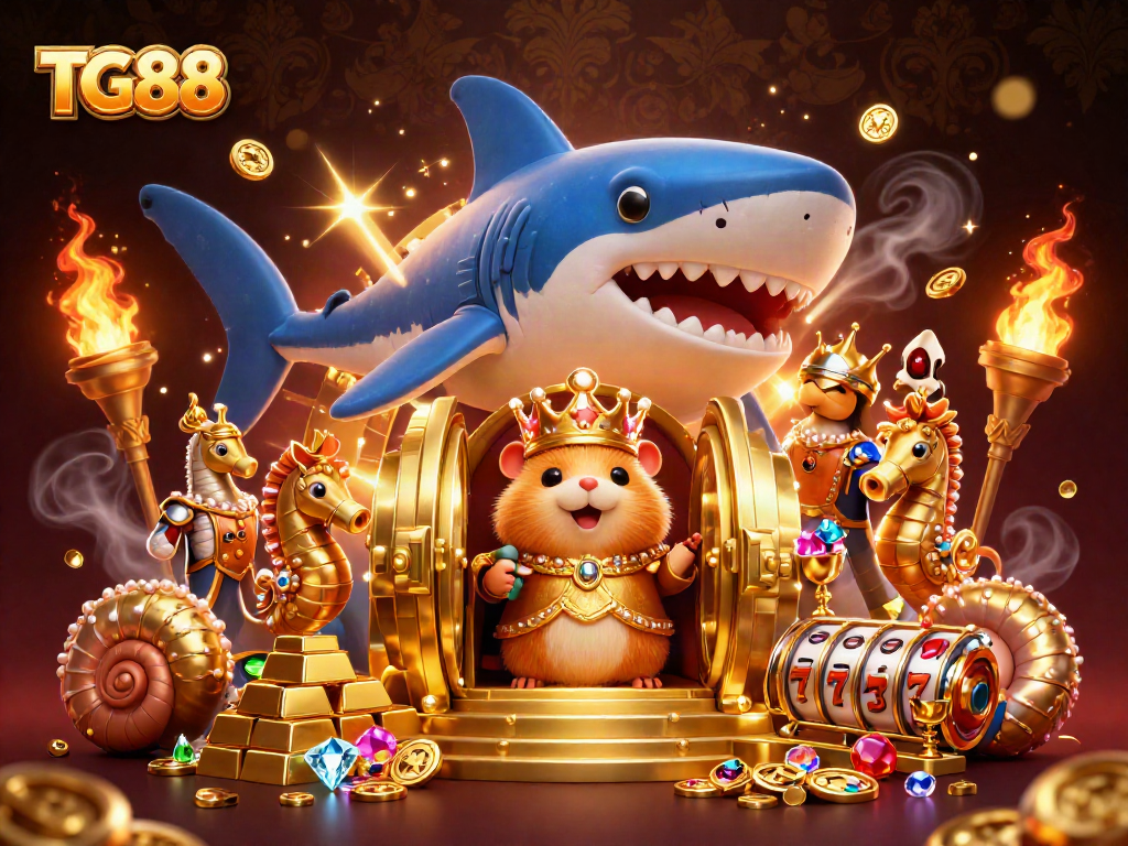 Join the golden hamster king on the throne of TG88 for dazzling slot adventures with treasures!