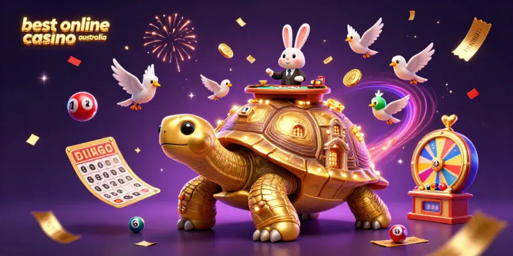 Celebrate winning at the best online casino Australia with festive gaming elements and lively characters.