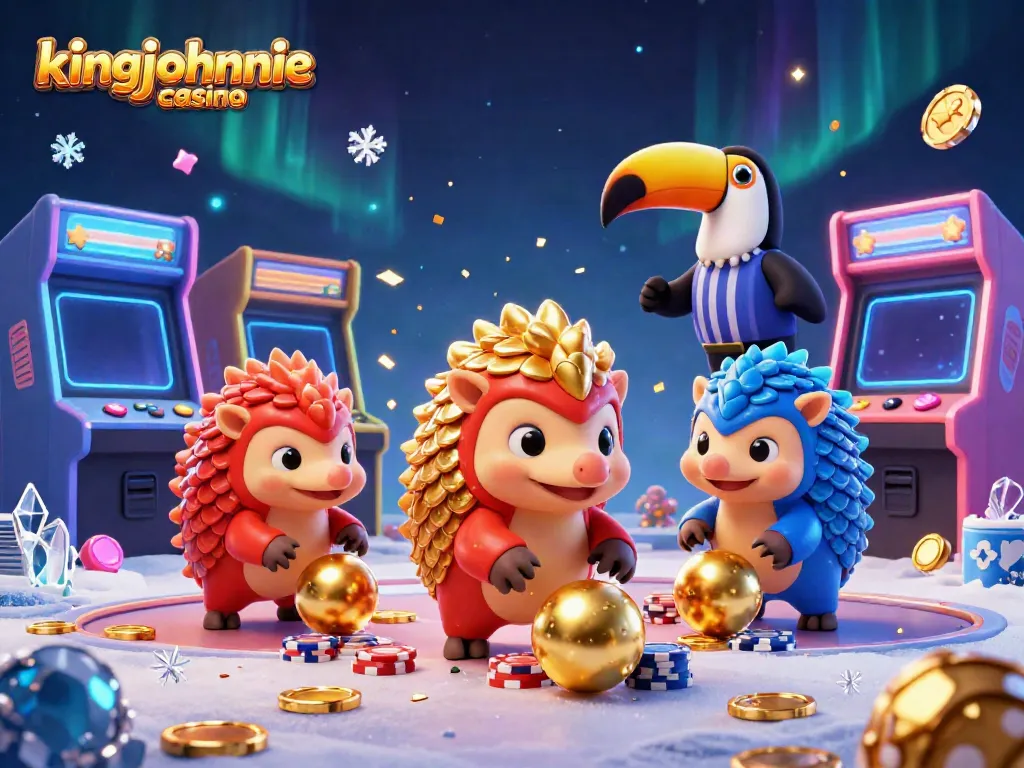Experience the excitement at kingjohnnie casino with animated pangolins bowling through poker chips.