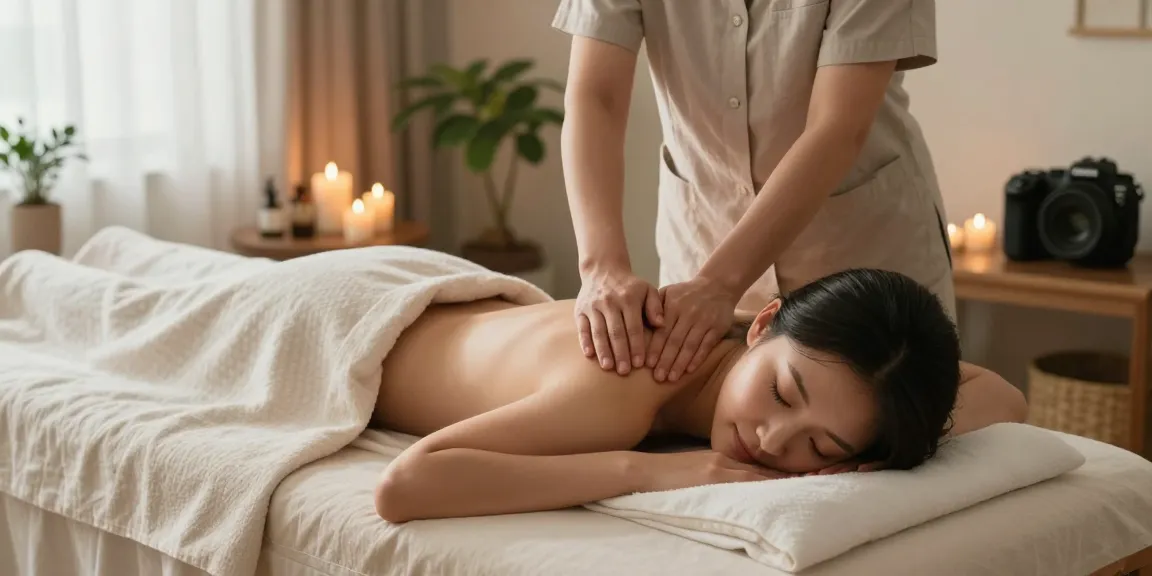 Youthful therapist providing a relaxing 성북구출장안마 massage in a serene home environment.