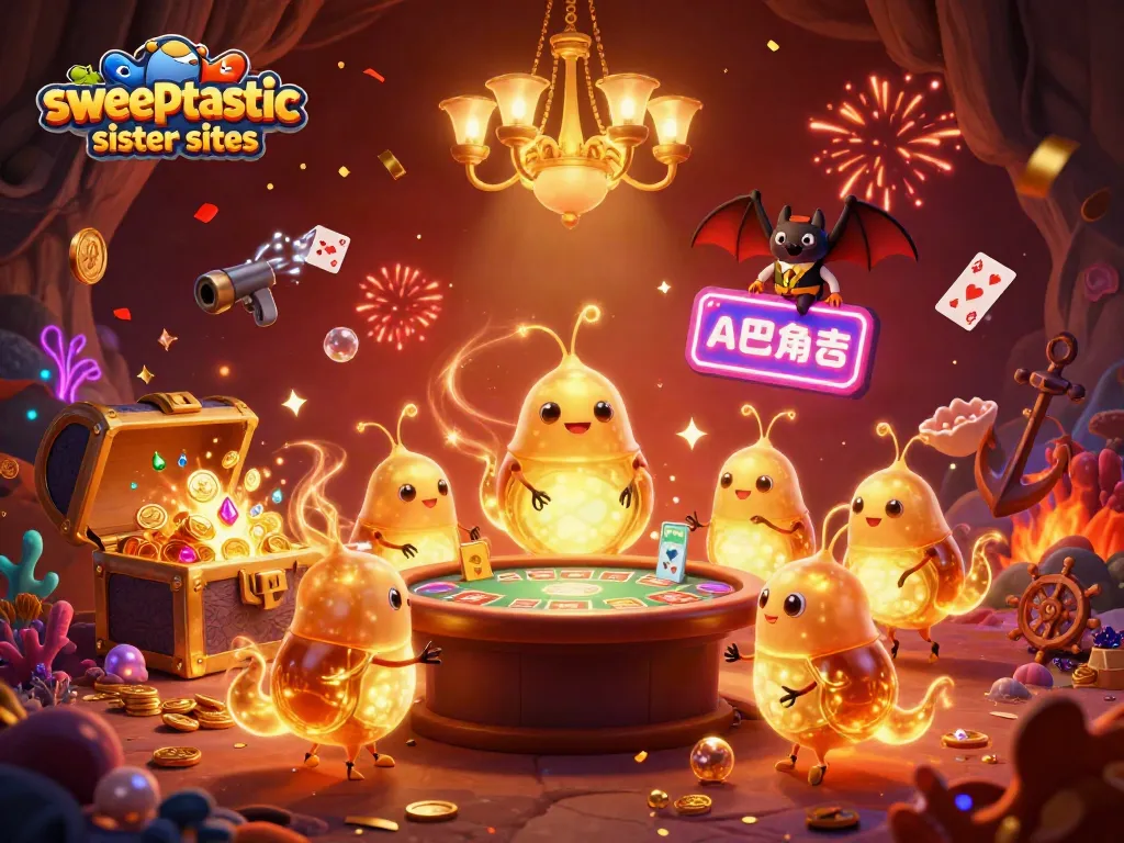 Engage with the vibrant scene of sweeptastic sister sites showcasing glowing glowworms and dynamic game elements.