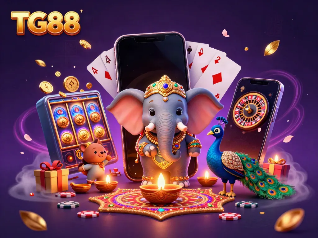 Experience thrilling games with TG88, featuring vibrant characters and dynamic casino elements.