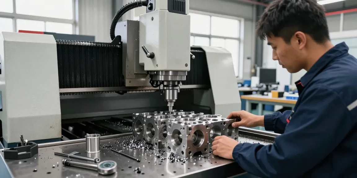 cnc machined stainless steel parts being meticulously crafted in a modern industrial workshop environment, showcasing precision and expert techniques