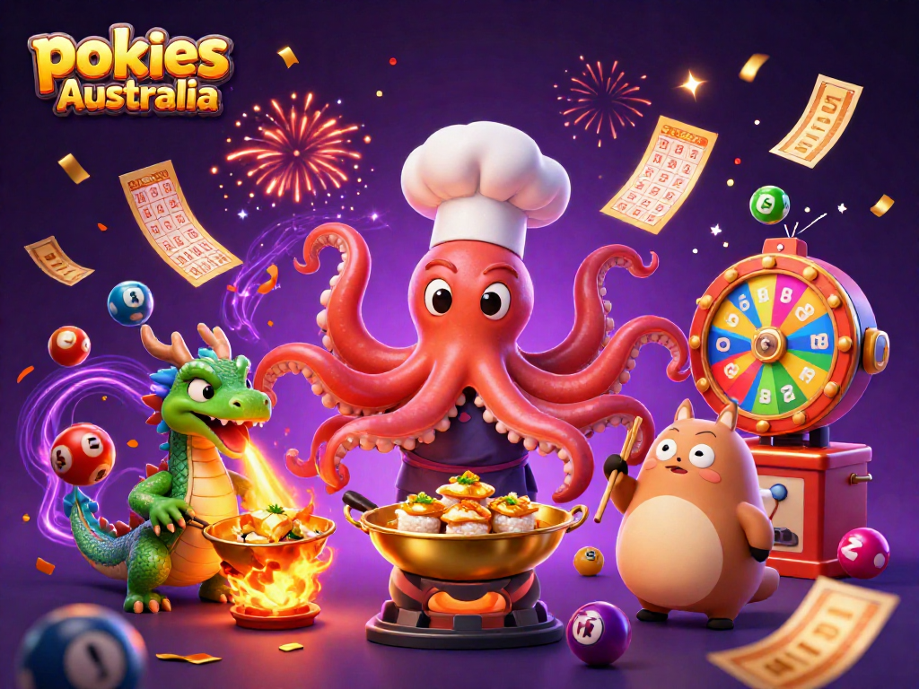 Engage with pokies Australia in an entertaining 3D casino scene featuring animated characters.