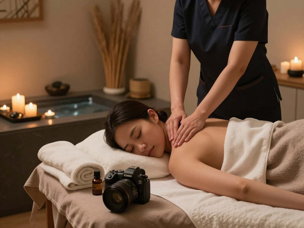Relaxation therapy session featuring 영등포출장안마 in a soothing spa environment with calming elements.
