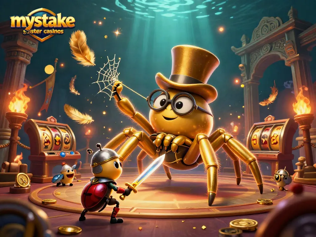Engage in thrilling gameplay at mystake sister casinos featuring vibrant casino elements and characters.