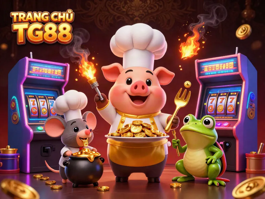 Experience winning strategies at TRANG CHỦ TG88 with vibrant 3D casino characters and gold coins.