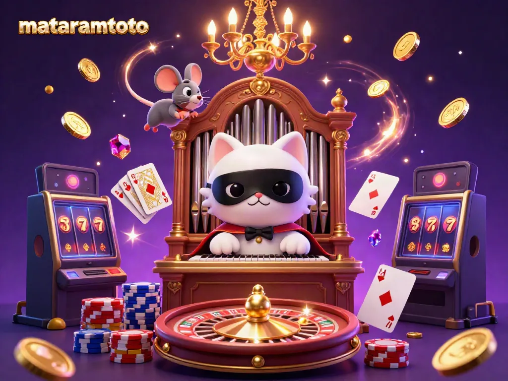 Experience exciting gameplay at MATARAMTOTO, where golden coins and dazzling gems fill the casino atmosphere.