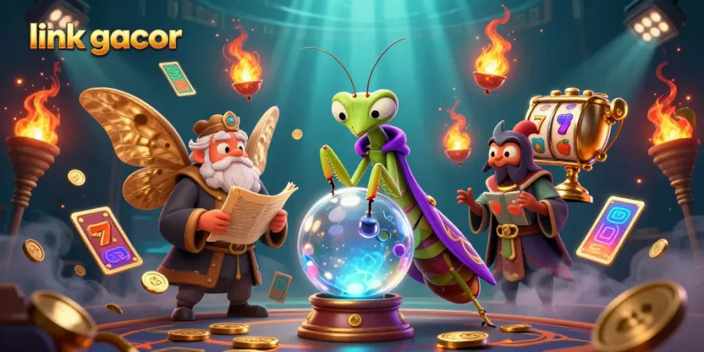 Experience thrilling wins with link gacor in a vibrant 3D casino scene filled with dynamic game elements.
