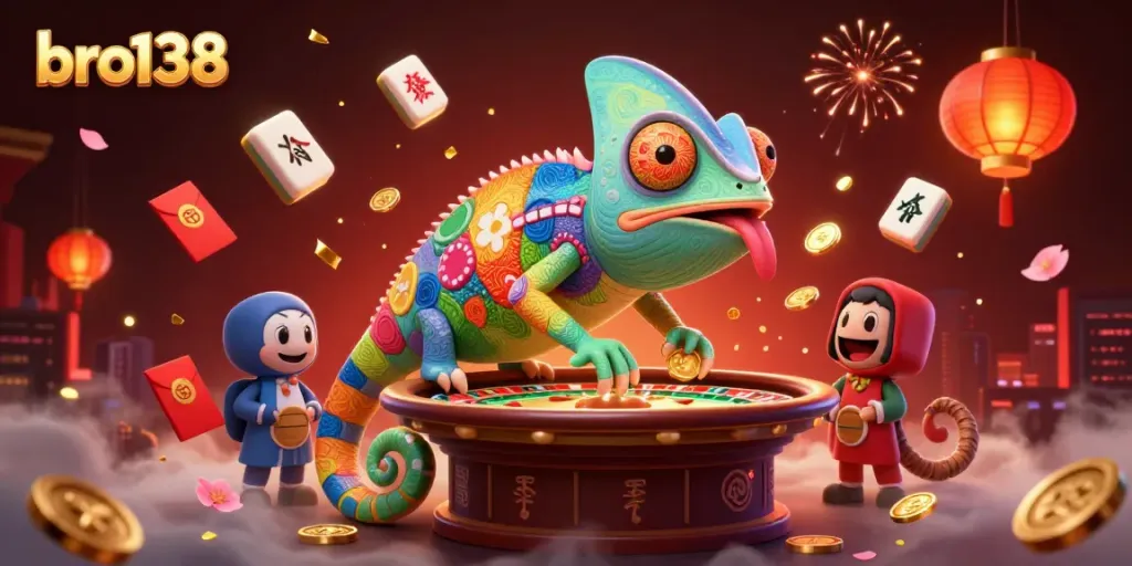 Experience thrilling gameplay at bro138 with dynamic casino elements and vibrant illustration.