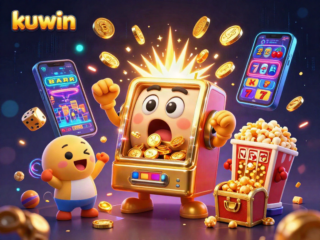 kuwin's golden slot machine celebrates a jackpot, bringing excitement and cheering baby slots!