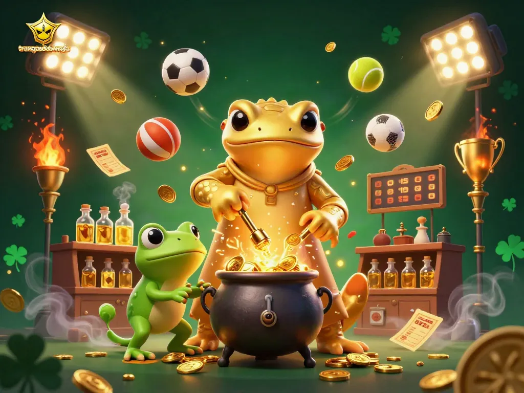 Engage with trangcadobongda's immersive sports betting experience, featuring dynamic sports elements and golden treasures.