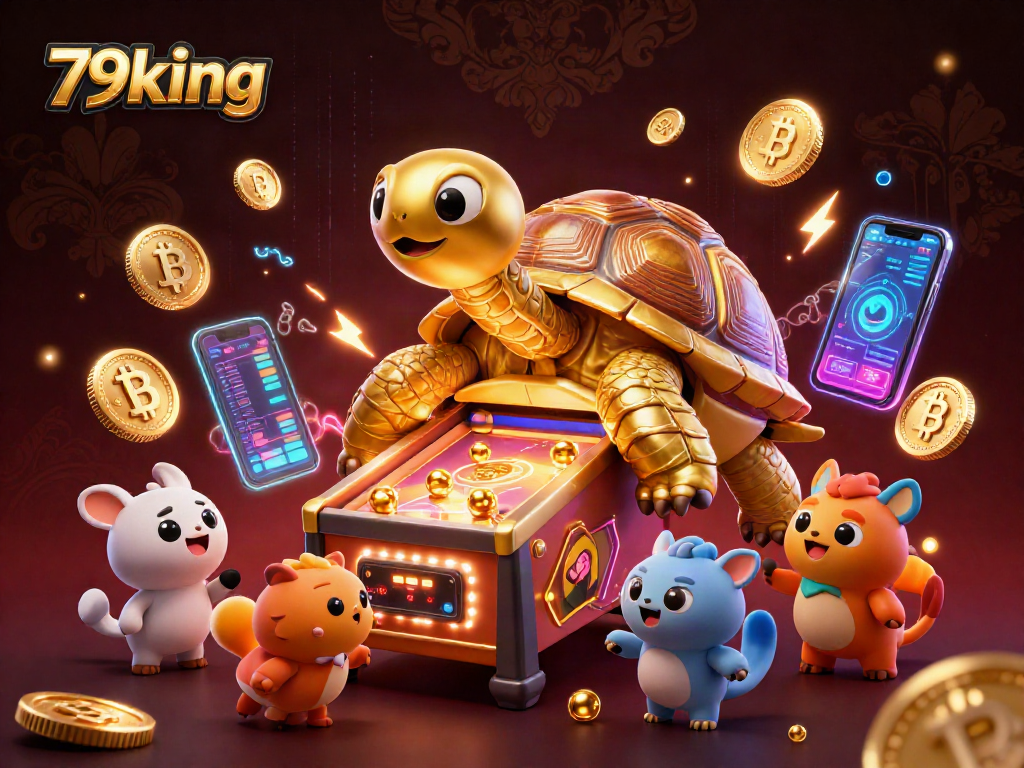Engage with the thrilling world of 79king in this dynamic casino-themed illustration featuring vibrant characters and gaming elements.