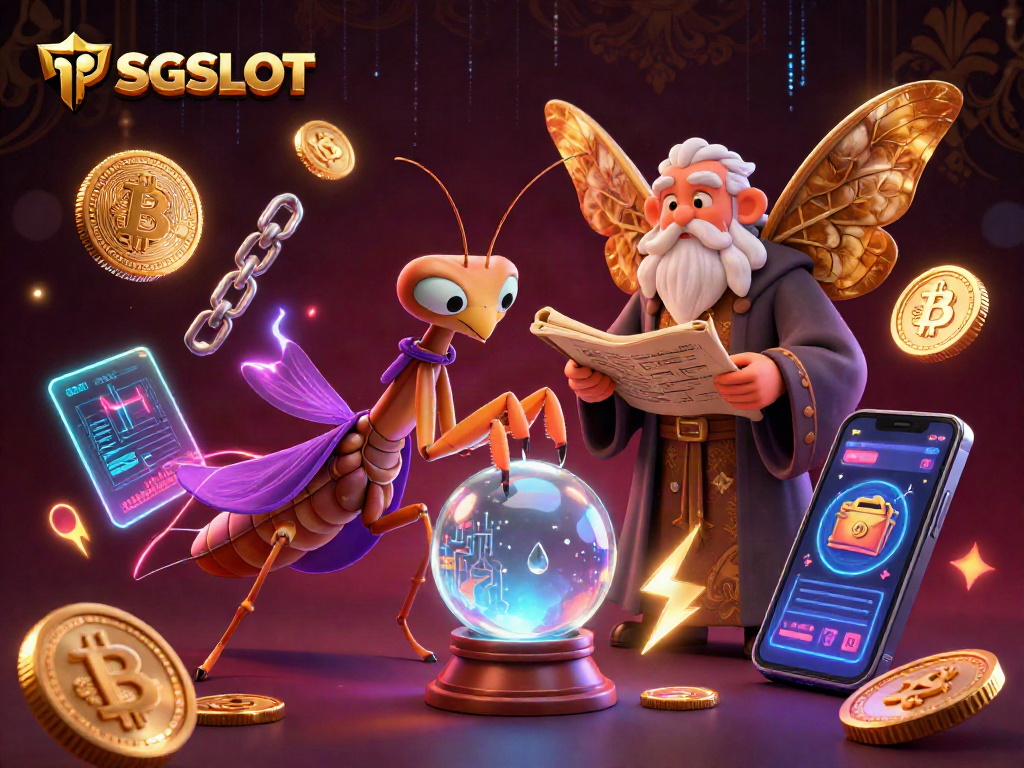 Spin the reels with PSGSLOT, featuring a mystical fortune teller and crypto elements.