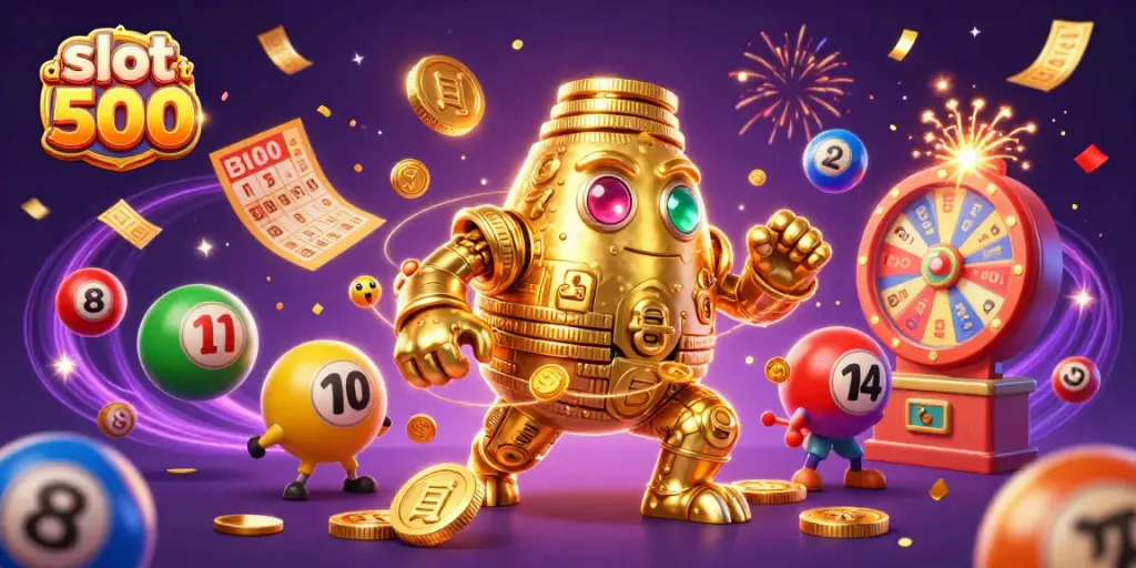 Experience thrilling slot deposit 500 action with golden golem and dynamic casino elements.