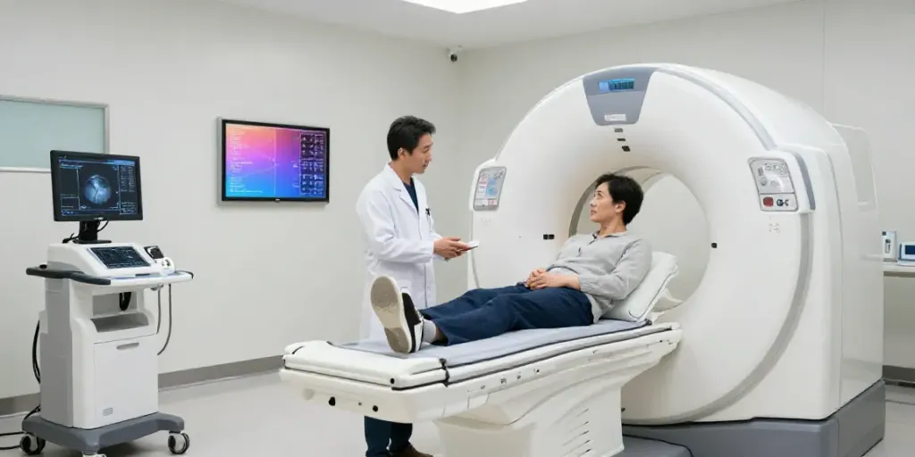 Röntgenreizbestrahlung in der Nähe in einem modernen Diagnostikzentrum mit freundlichem Personal.