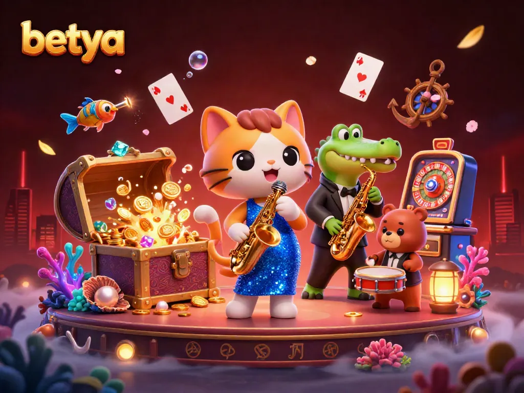 Enjoy exciting gaming moments at Betya Casino with vibrant characters and lively casino elements.