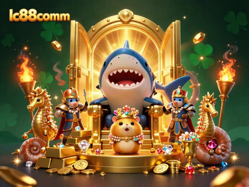 Engage with the vibrant world of lc88comm, showcasing the hamster king and treasures in a thrilling casino scene.