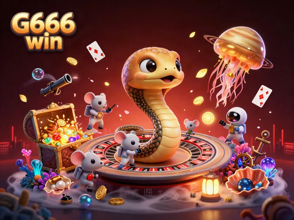 Experience the thrill of G666 win as cosmic characters engage in an interstellar gambling scene!