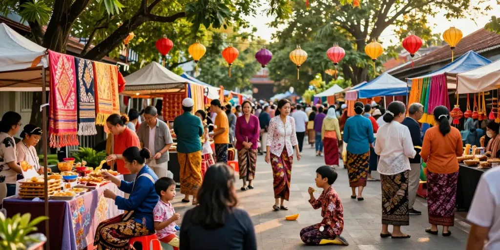Nyonya 4D cultural festival scene with vibrant stalls and community engagement.