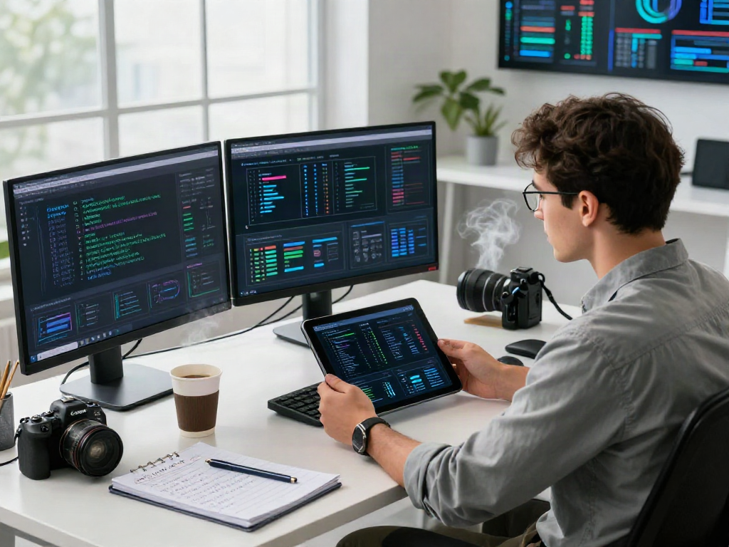 AI Detection specialist analyzing data in a modern tech workspace.